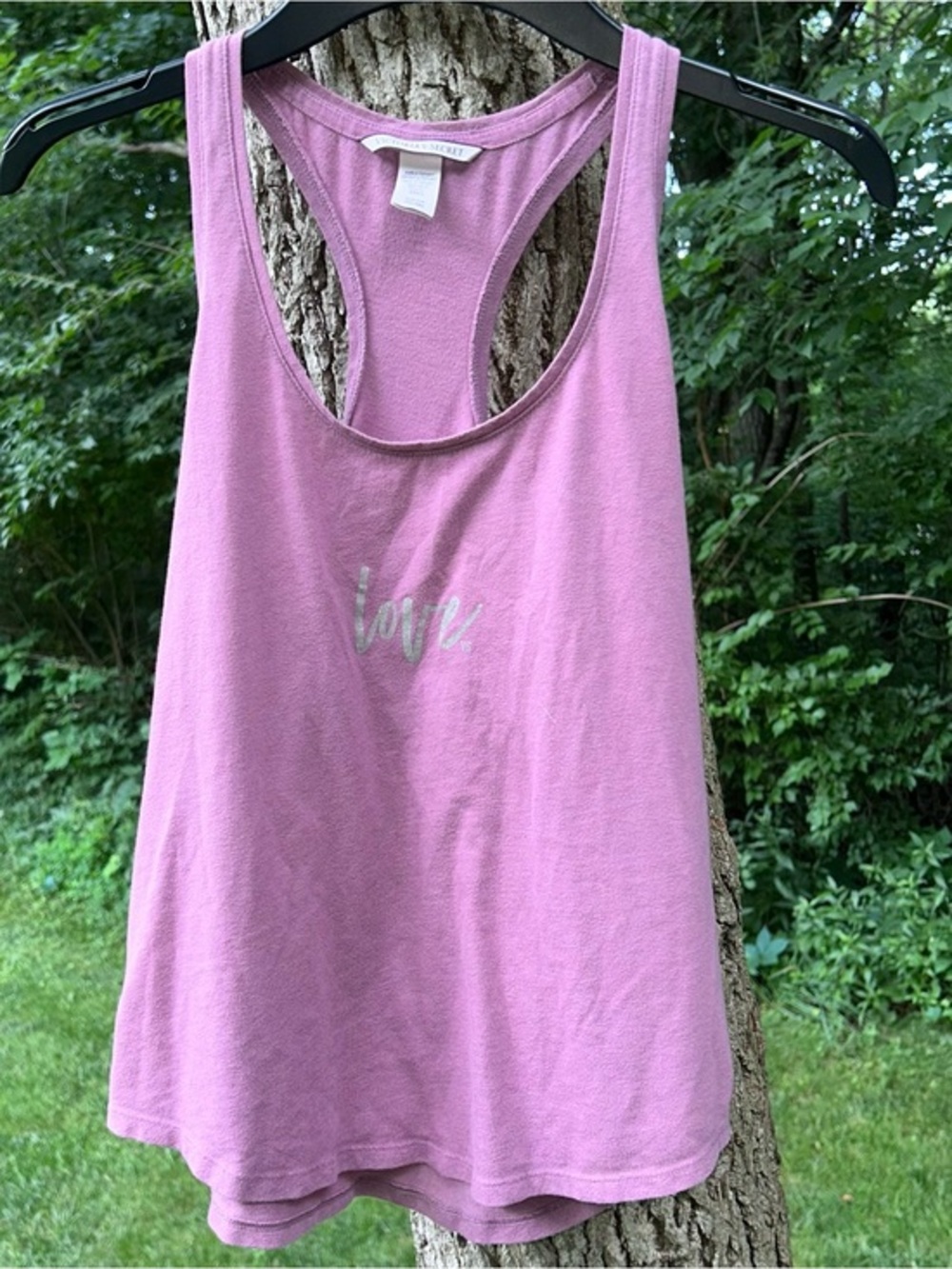 Victoria’s Secret Mauve Racerback Tank Top with “Love” Printed in Silver